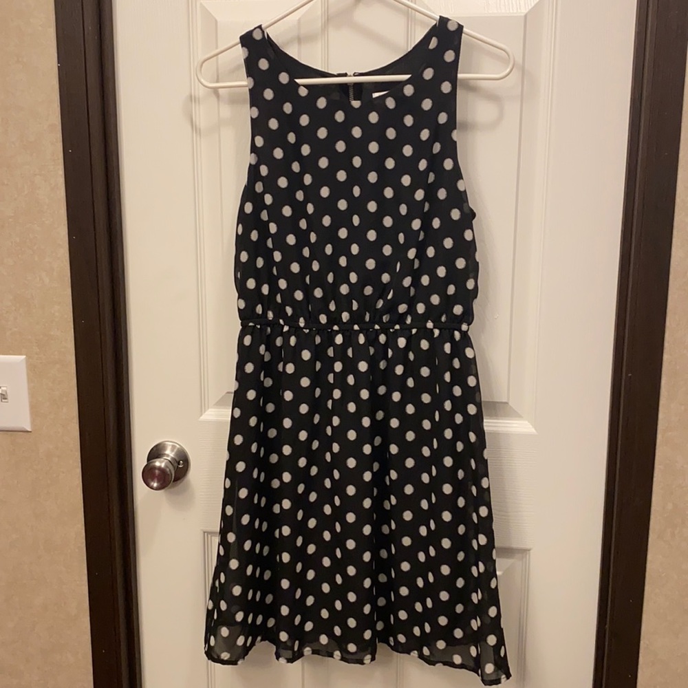 Xhilaration Black & White Polka-Dot Dress